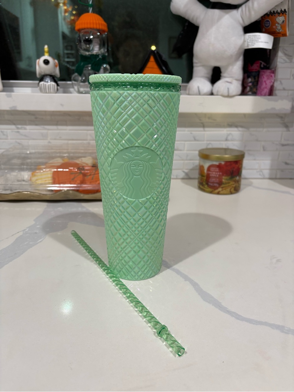 Starbucks Textured Mint Green Reusable Tumbler with Straw